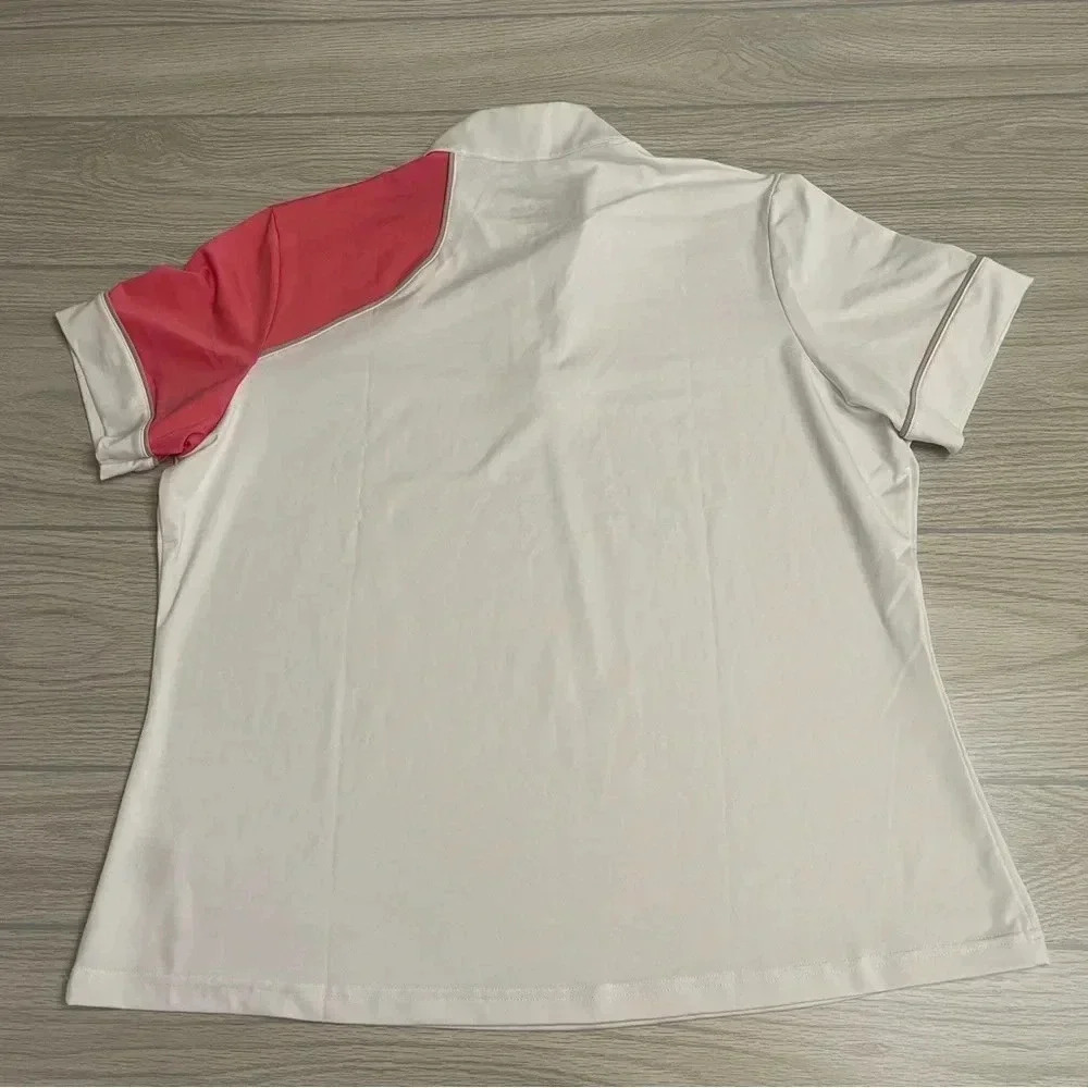GG Blue Half Zip Polo White Pink Lightweight Golf Tennis Shirt Women’s size XL - Picture 11 of 11